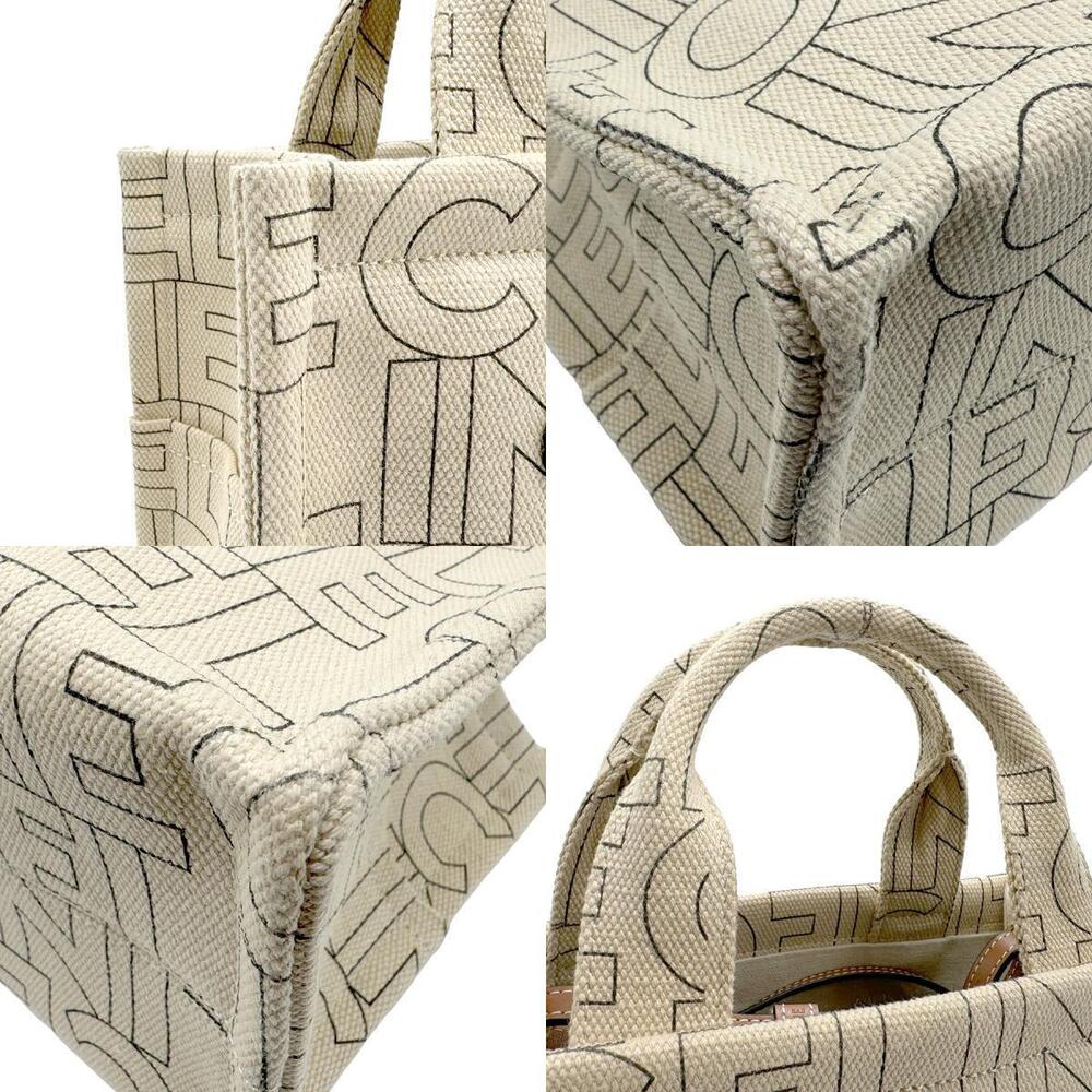 Celine Triomphe Cabas Thais Canvas Handbag Shoulder Bag Beige - Picture 4 of 4